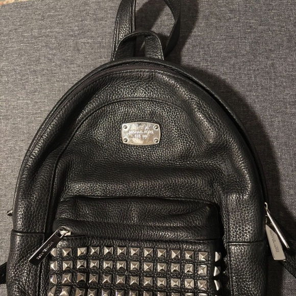 Michael Kors Black Leather Backpack with Silver Studs - Picture 1 of 1